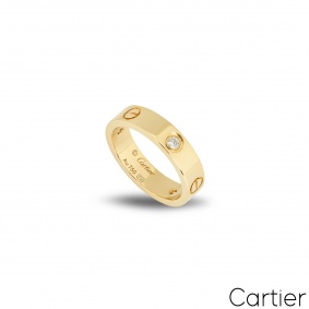 Cartier Yellow Gold Half Diamond Love Ring Size 52 B4032400
